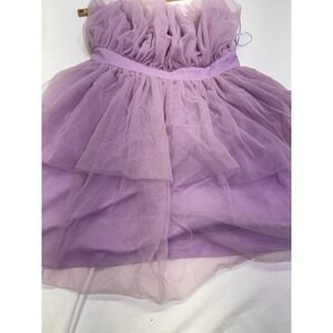 Lavender Tulle Mini Dress Strapless Size L Prom Cocktail Blue Blush ruffle Short
